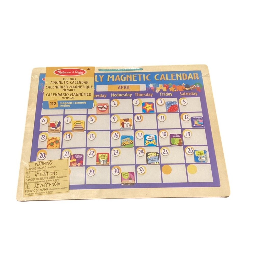 Melissa & Doug‎ Monthly Magnetic Calendar Wooden Educational Toy 112 Magnets